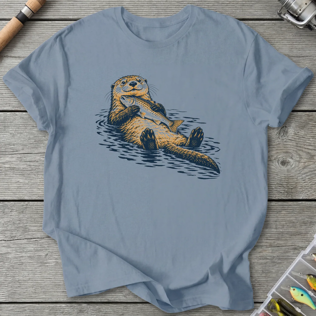 Otter's Prized Catch T-Shirt in Stone Blue | River Giants Club