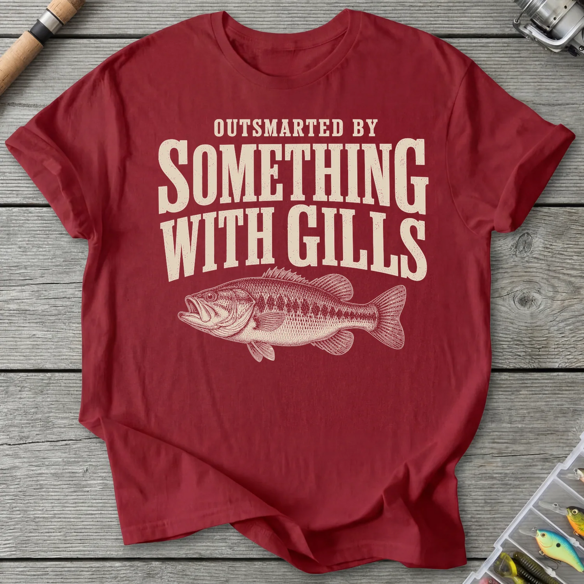 Outsmarted By Something With Gills T-Shirt in Antique Cherry Red | River Giants Club
