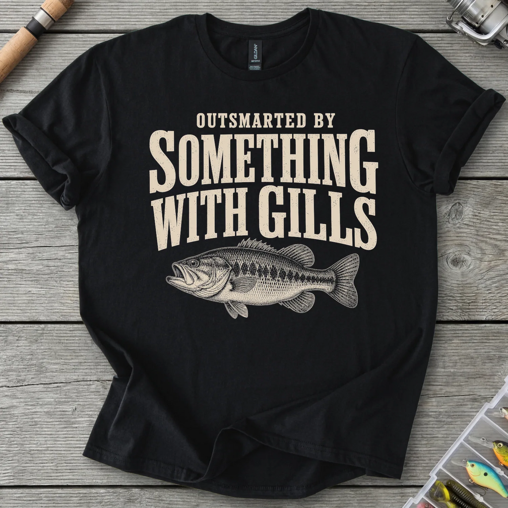 Outsmarted By Something With Gills T-Shirt in Black | River Giants Club