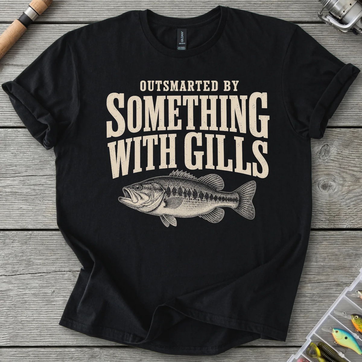 Outsmarted By Something With Gills T-Shirt in Black | River Giants Club