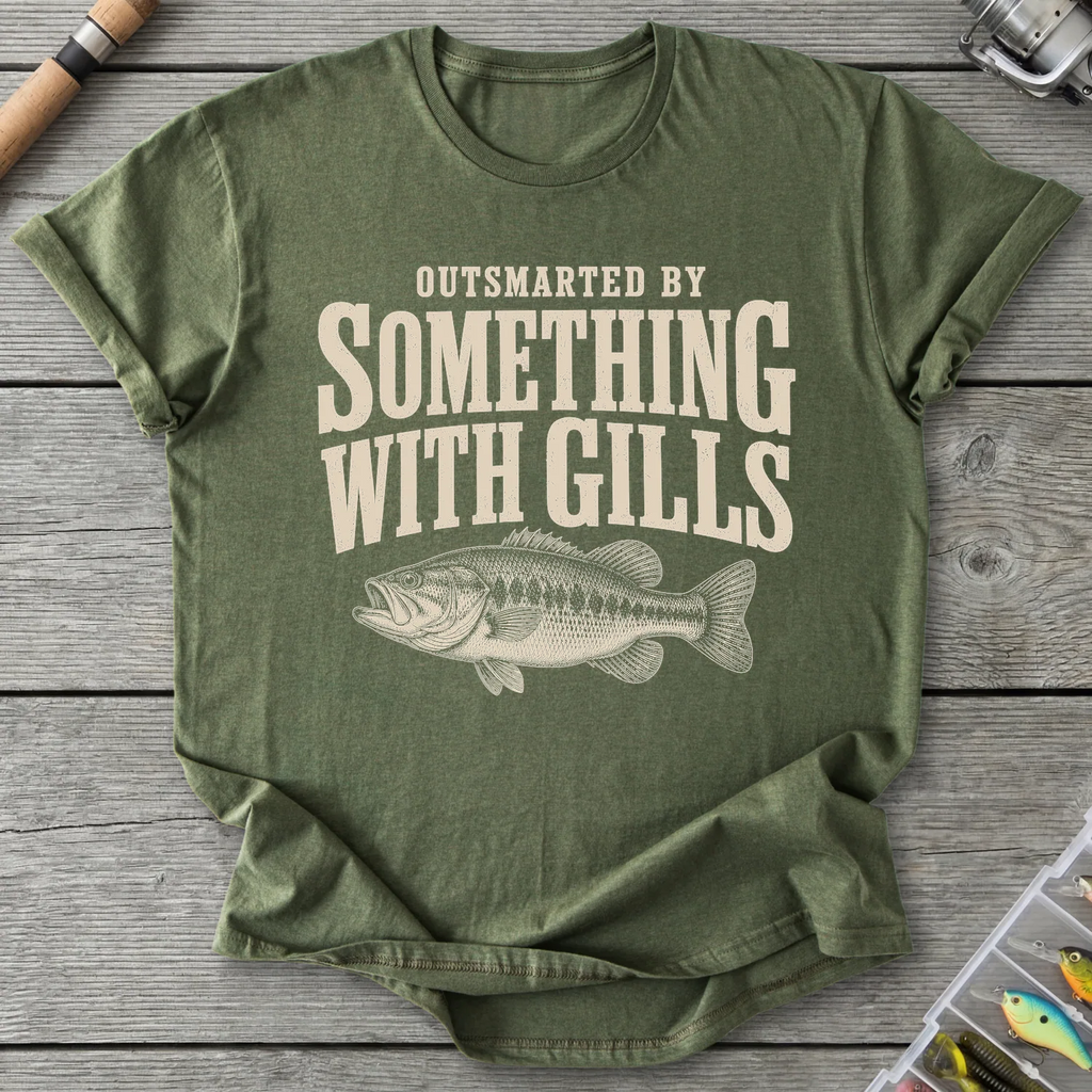 Outsmarted By Something With Gills T-Shirt in Military Green | River Giants Club