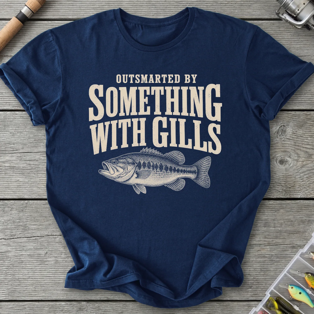 Outsmarted By Something With Gills T-Shirt in Navy | River Giants Club