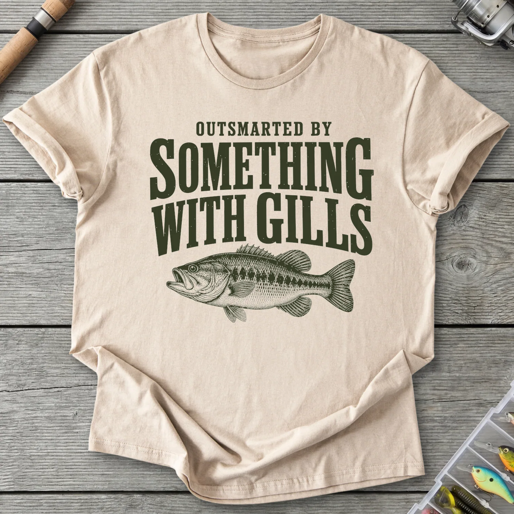 Outsmarted By Something With Gills T-Shirt in Sand | River Giants Club