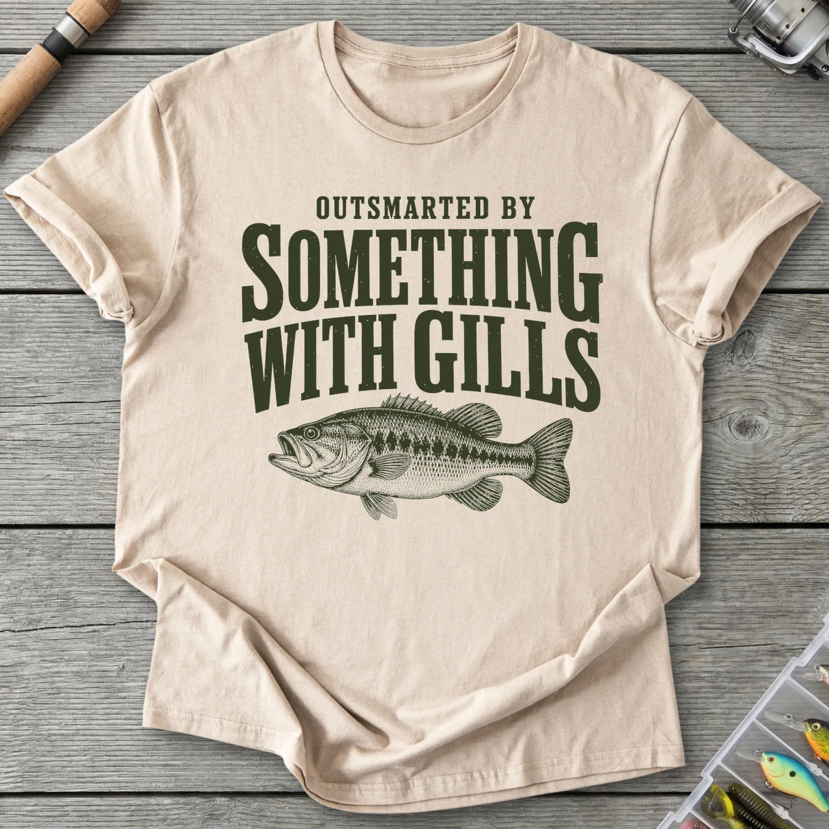 Outsmarted By Something With Gills T-Shirt in Sand | River Giants Club