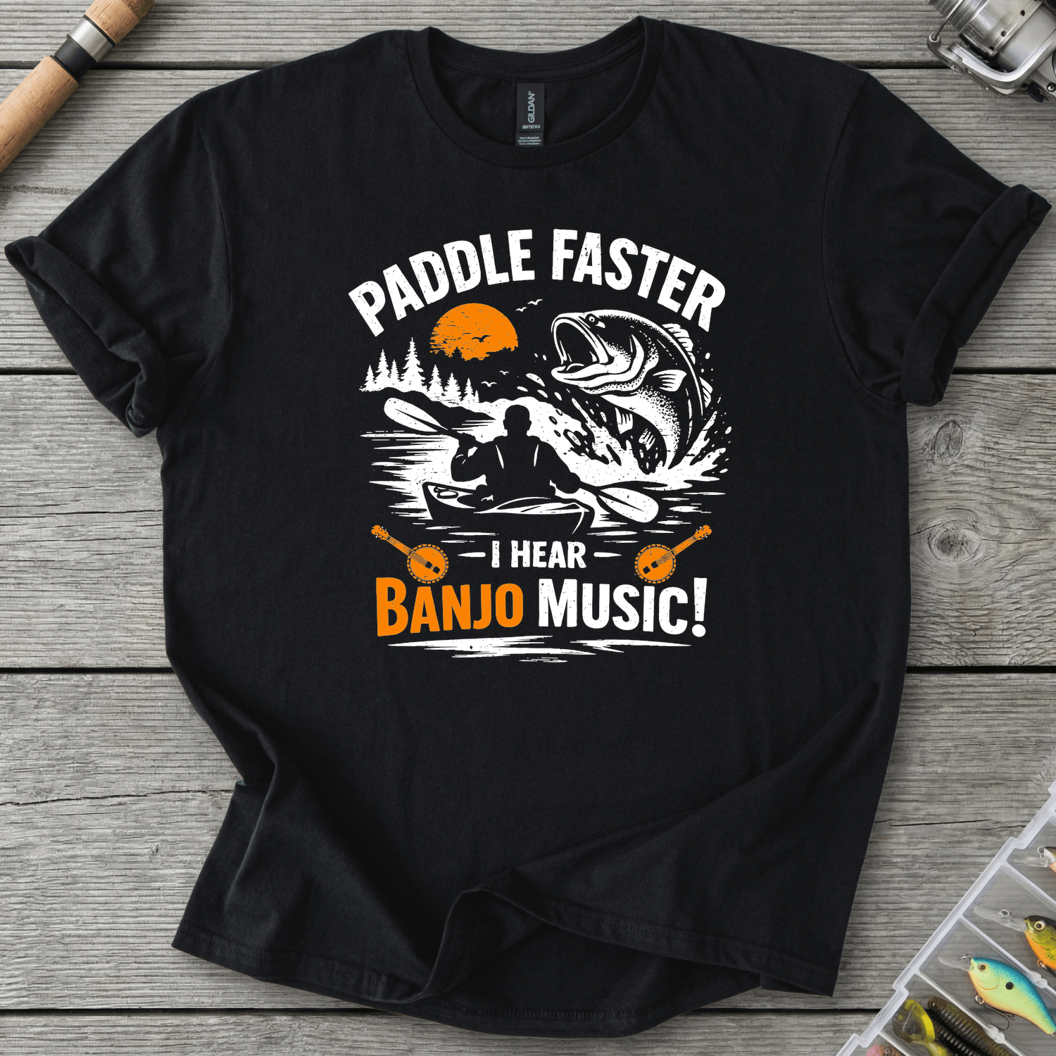 Paddle Faster I Hear Banjo Music T-Shirt in Black | River Giants Club