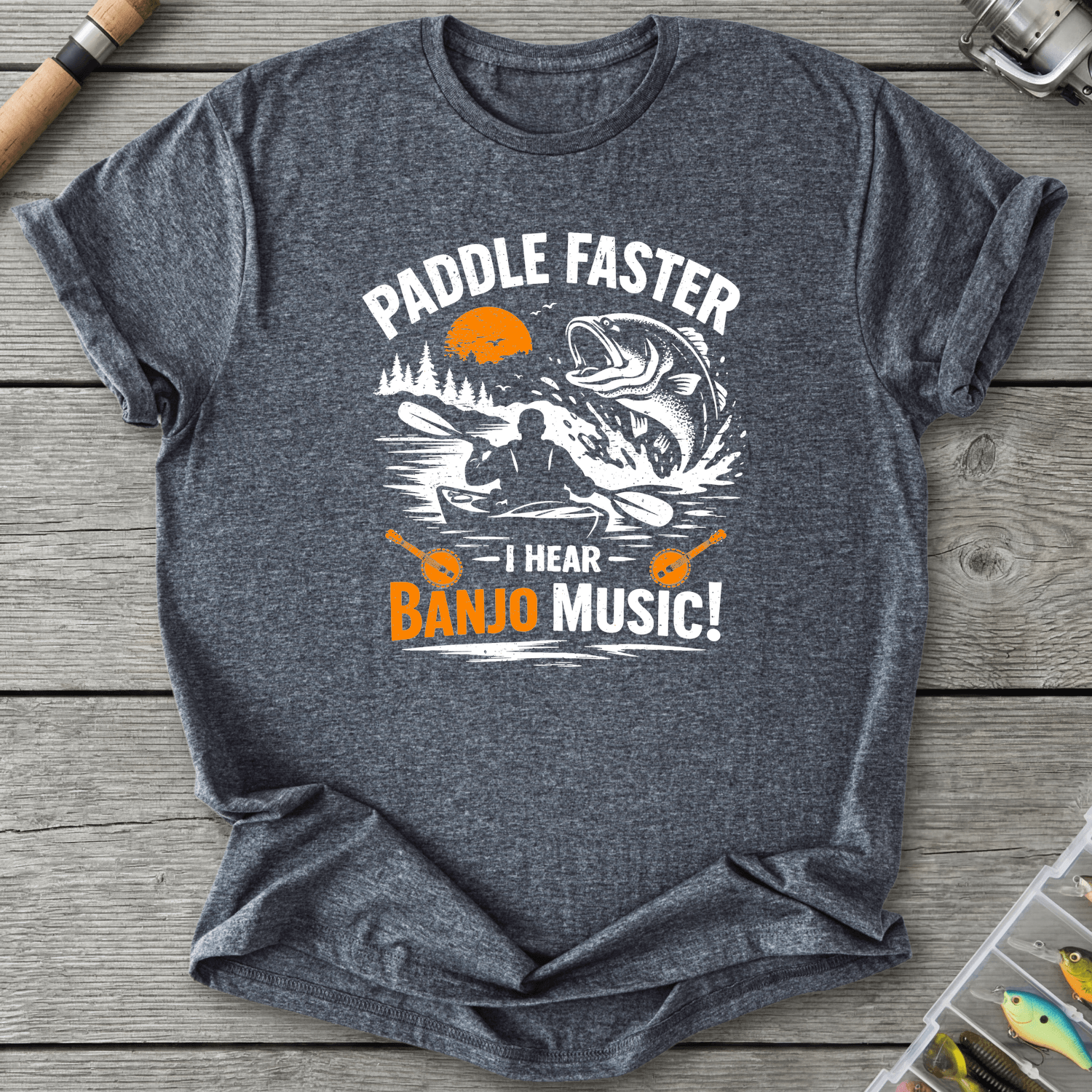 Paddle Faster I Hear Banjo Music T-Shirt in Dark Heather | River Giants Club