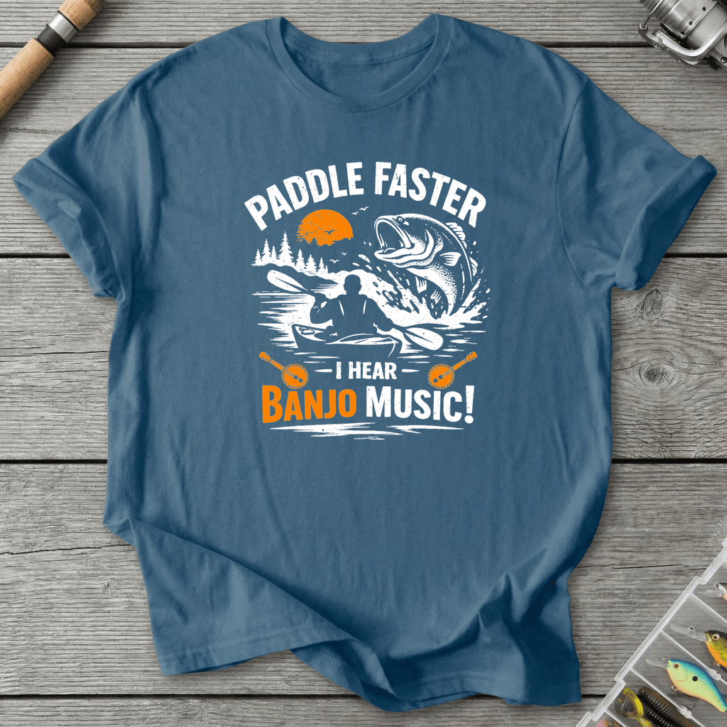 Paddle Faster I Hear Banjo Music T-Shirt in Indigo Blue | River Giants Club
