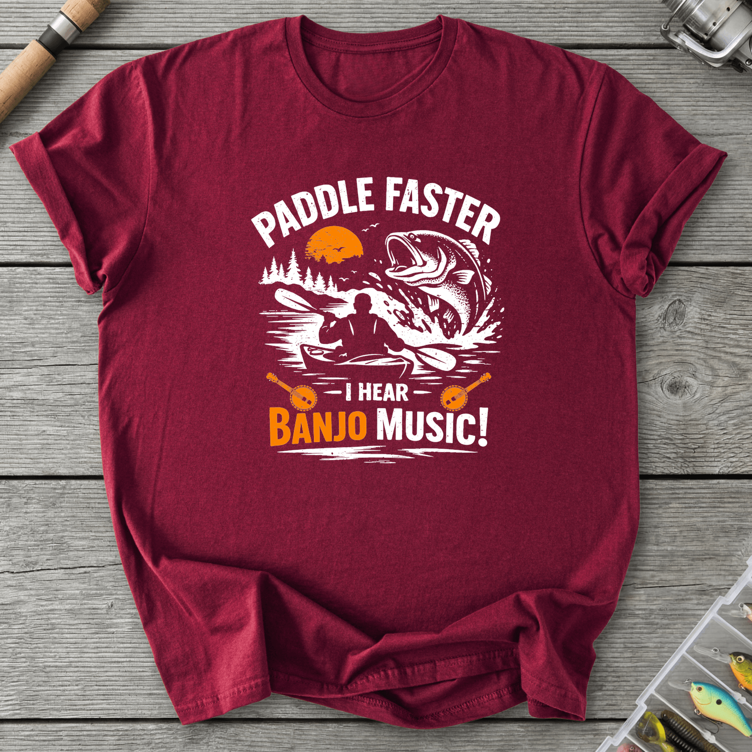 Paddle Faster I Hear Banjo Music T-Shirt in Maroon | River Giants Club