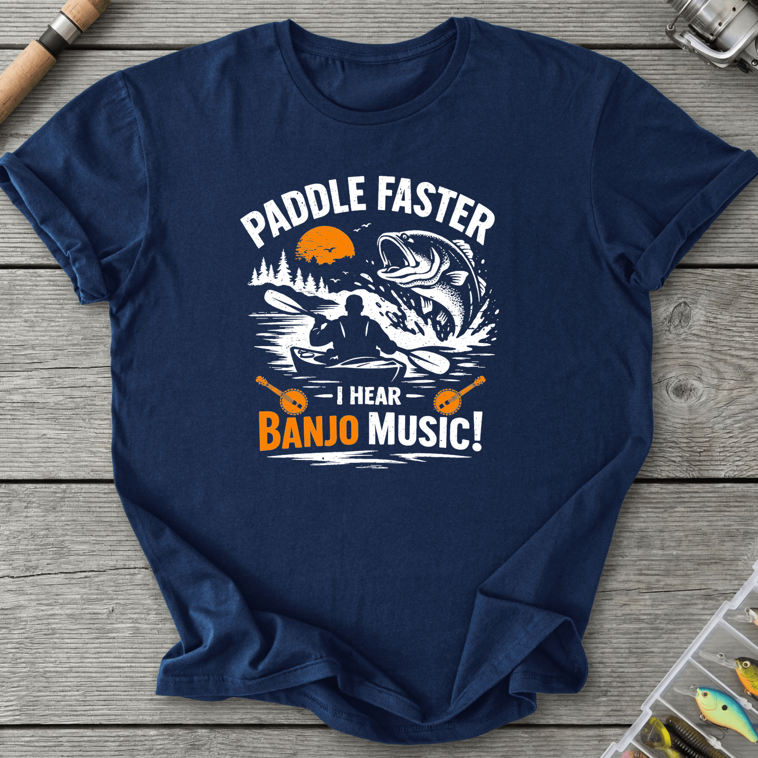 Paddle Faster I Hear Banjo Music T-Shirt in Navy | River Giants Club