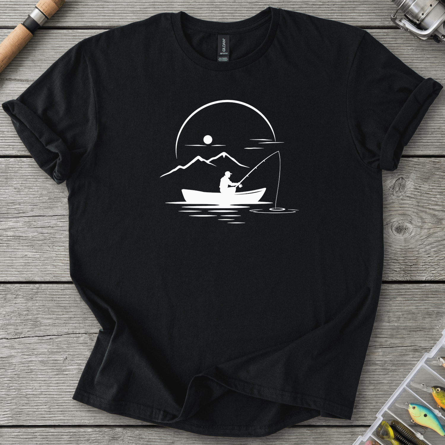 Peaceful Fishing T-Shirt in Black | River Giants Club