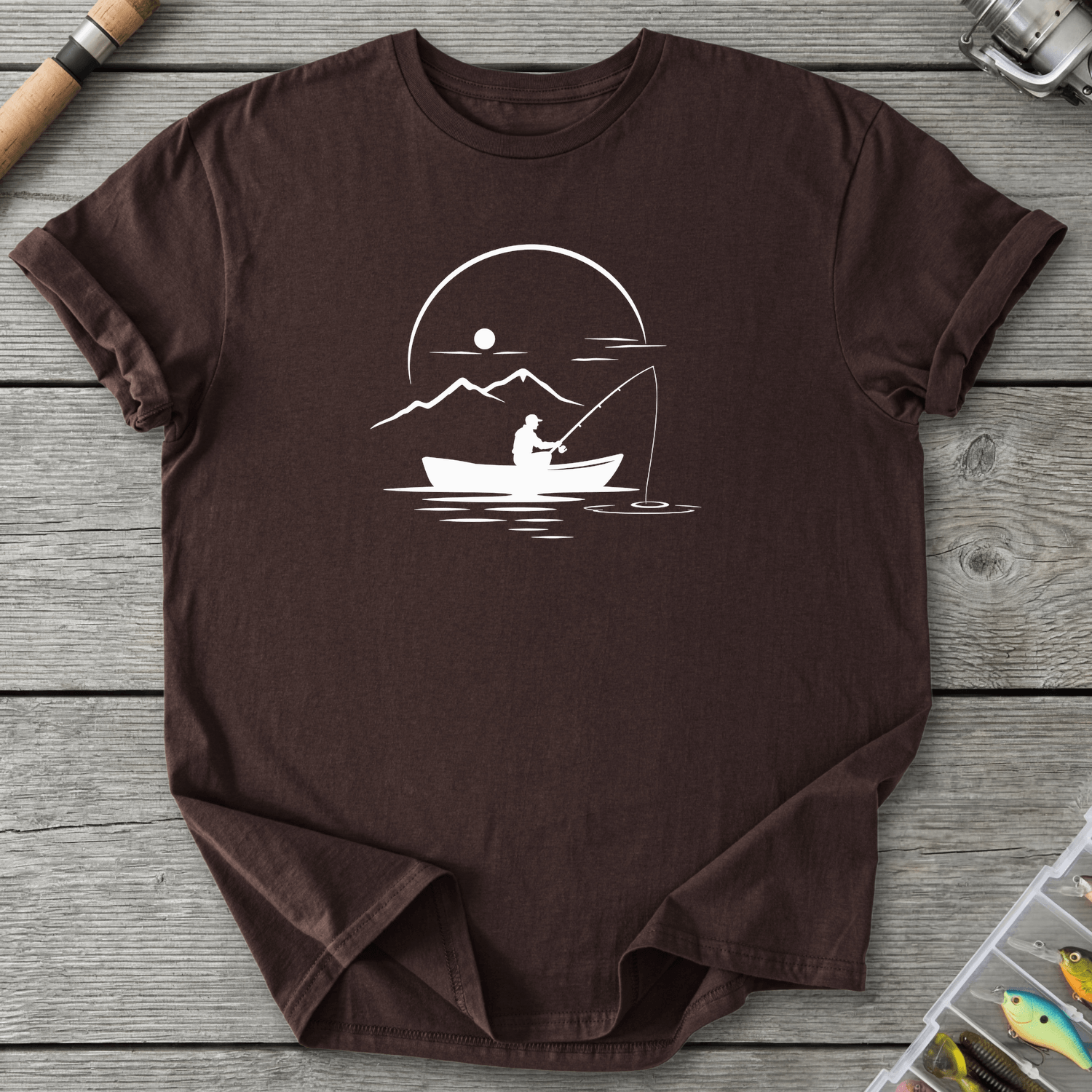 Peaceful Fishing T-Shirt in Dark Chocolate | River Giants Club