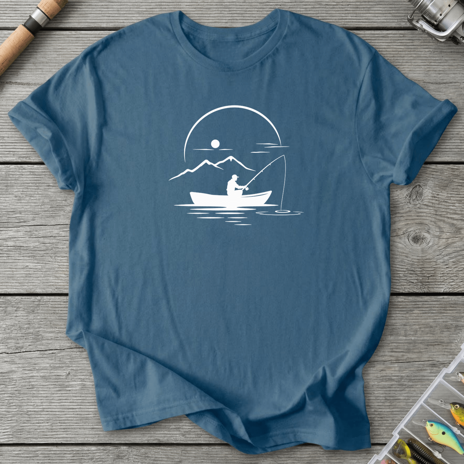 Peaceful Fishing T-Shirt in Indigo Blue | River Giants Club