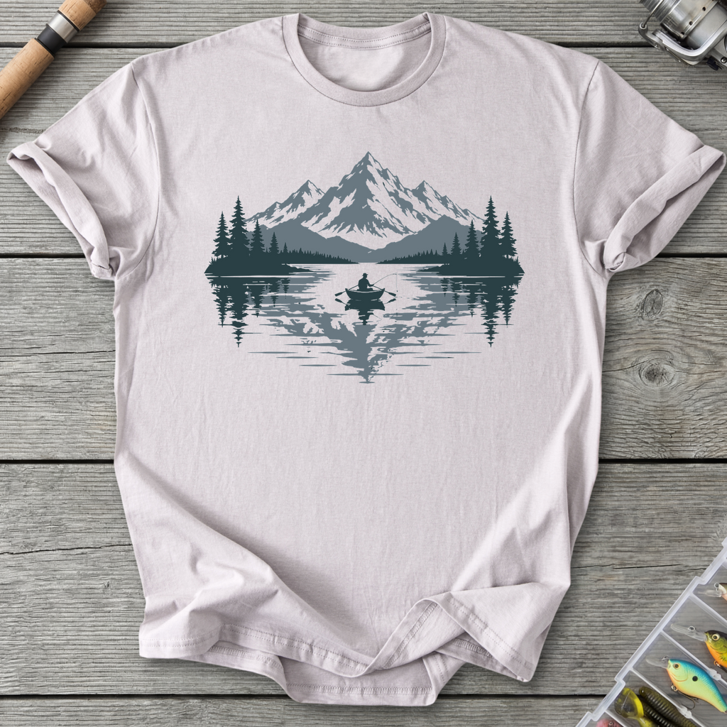Peaceful Mountain Fishing T-Shirt in Ice Grey | River Giants Club