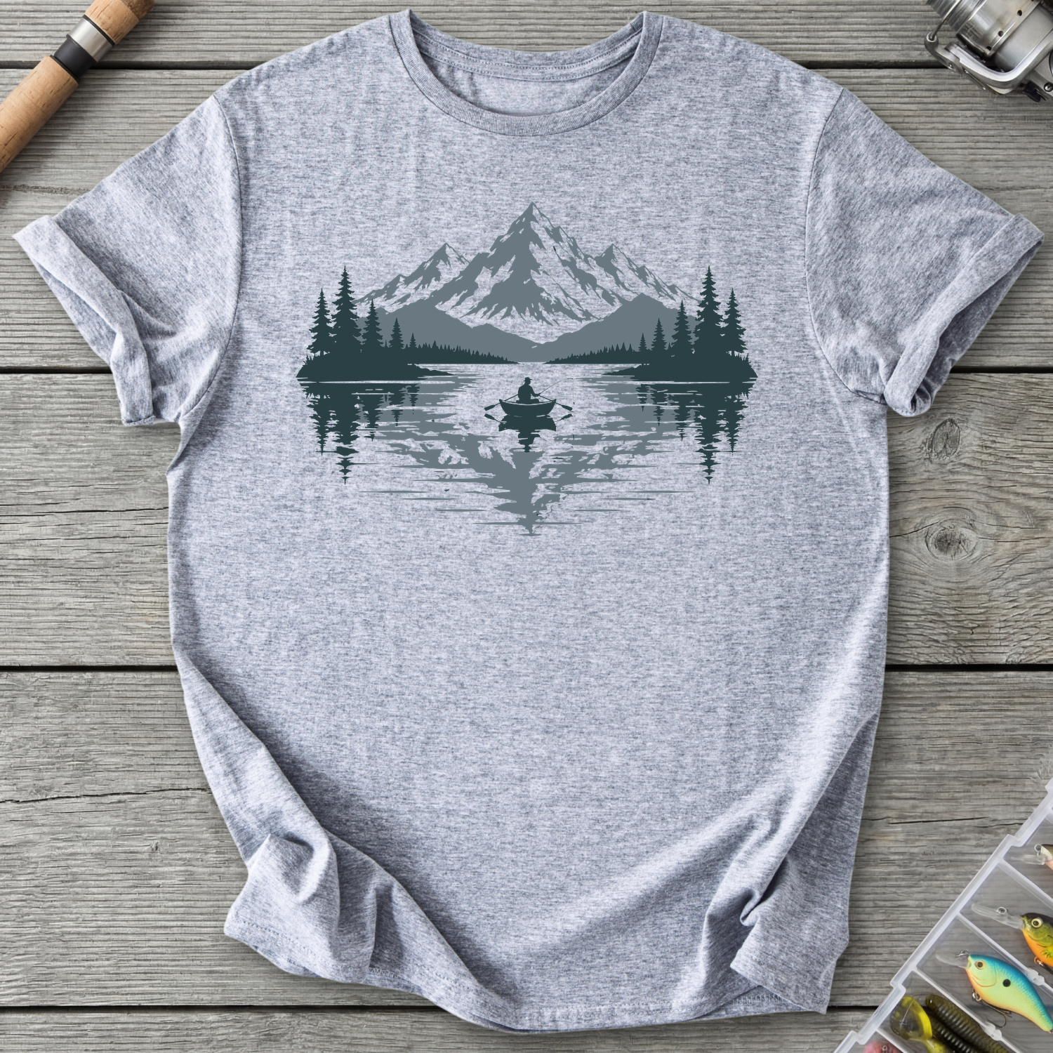 Peaceful Mountain Fishing T-Shirt in Sport Grey | River Giants Club