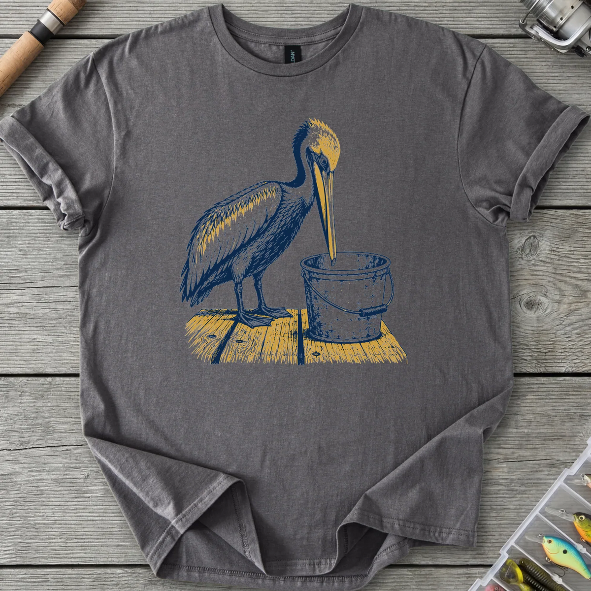 Pelican Finds Empty Bucket T-Shirt in Charcoal | River Giants Club