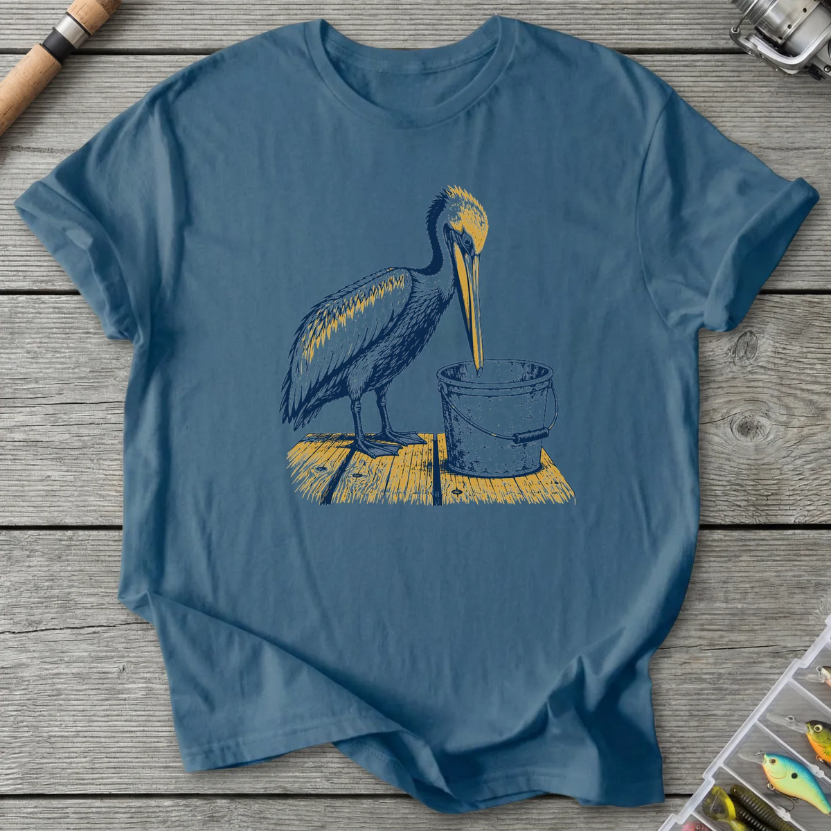 Pelican Finds Empty Bucket T-Shirt in Indigo Blue | River Giants Club