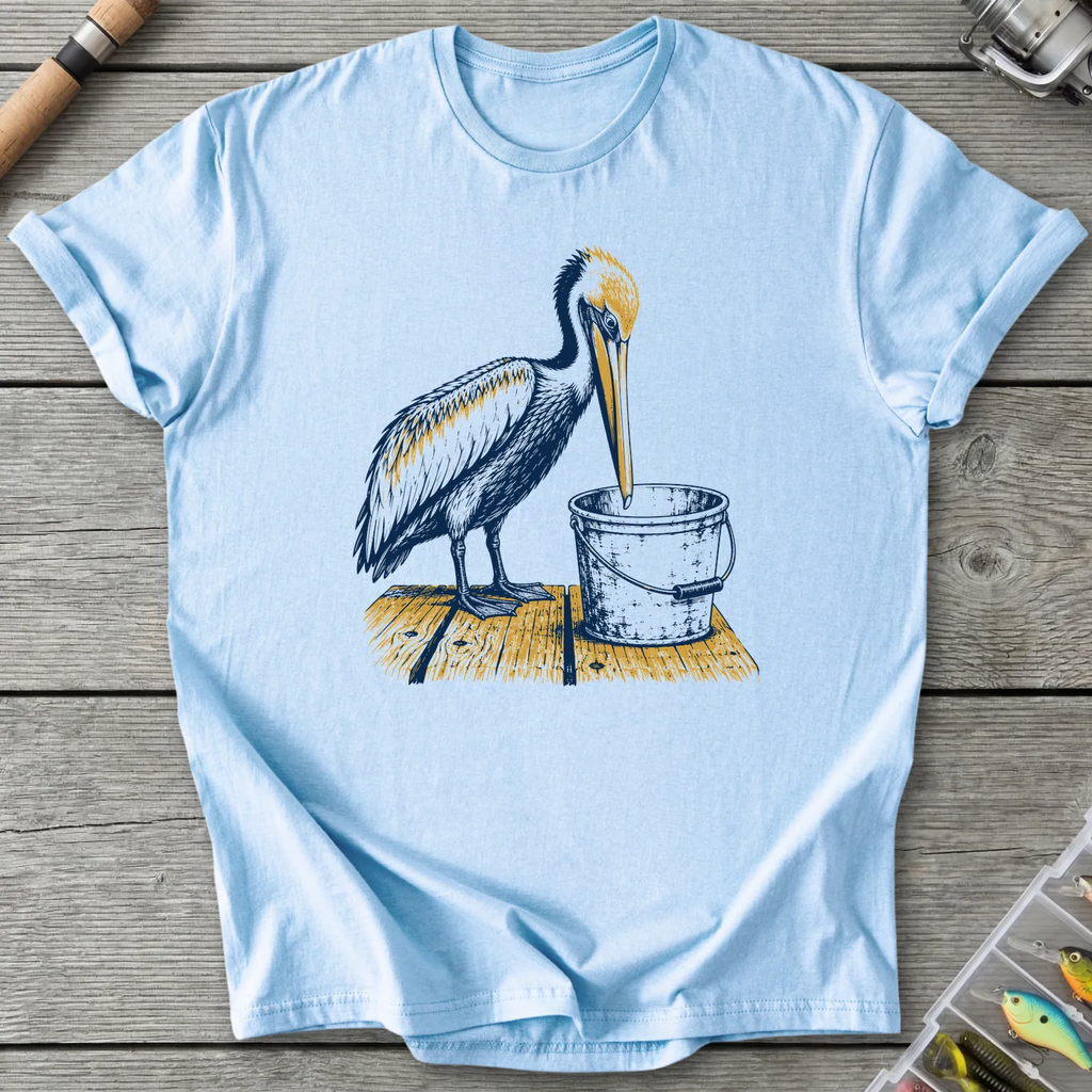 Pelican Finds Empty Bucket T-Shirt in Light Blue | River Giants Club