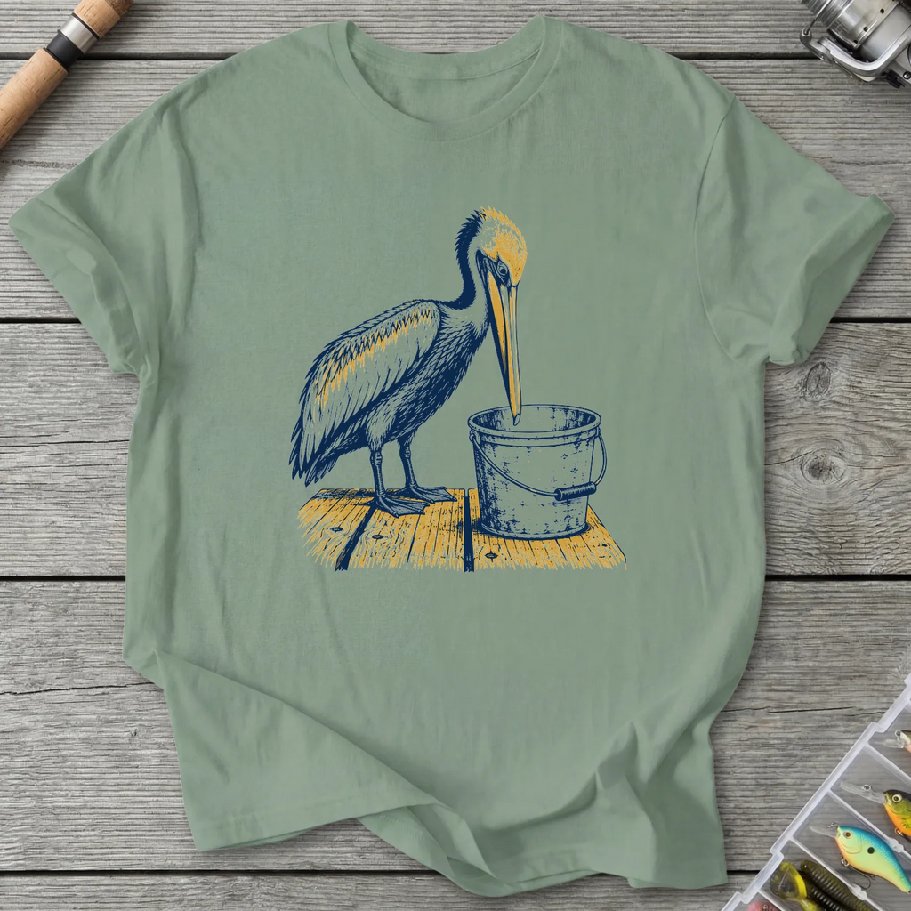 Pelican Finds Empty Bucket T-Shirt in Sage | River Giants Club