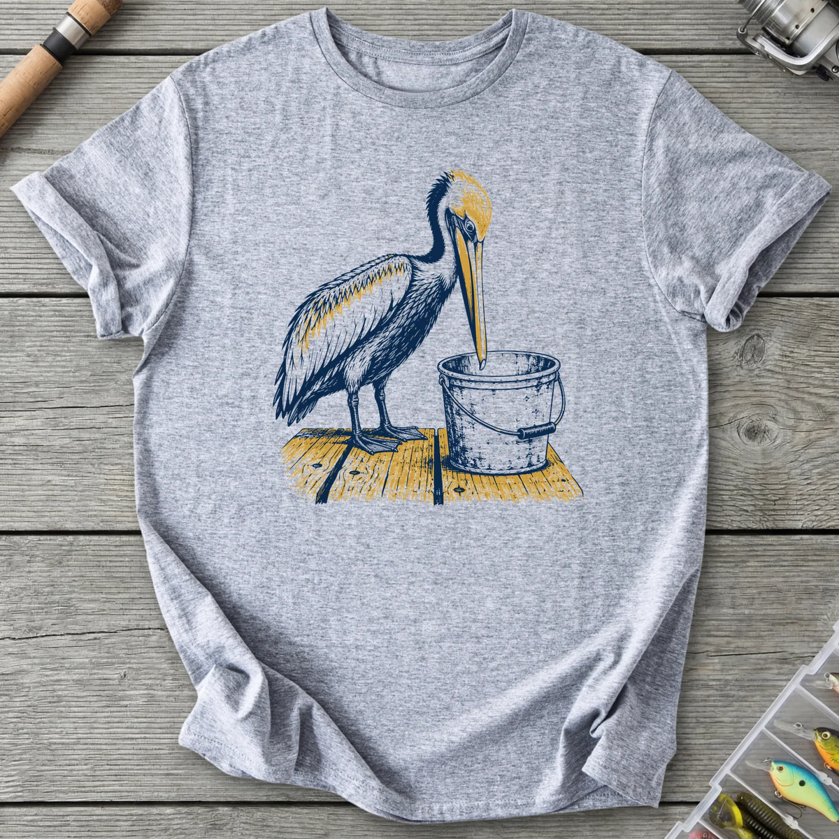 Pelican Finds Empty Bucket T-Shirt in Sport Grey | River Giants Club