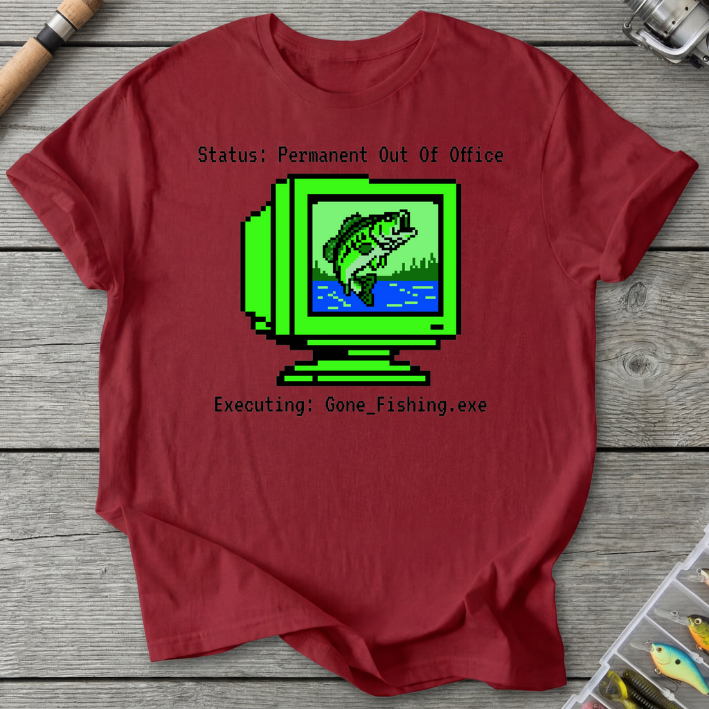 Permanently Fishing T-Shirt in Antique Cherry Red | River Giants Club