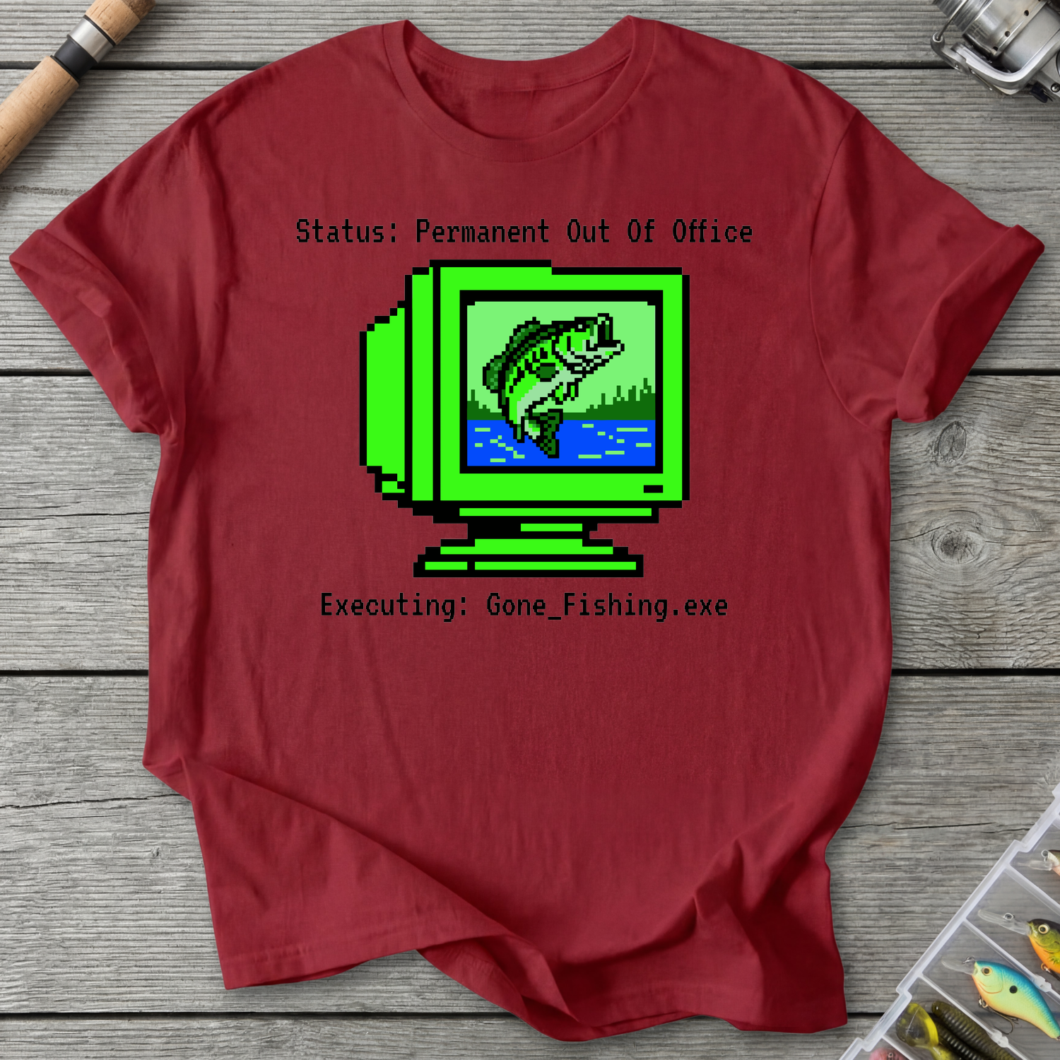 Permanently Fishing T-Shirt in Antique Cherry Red | River Giants Club