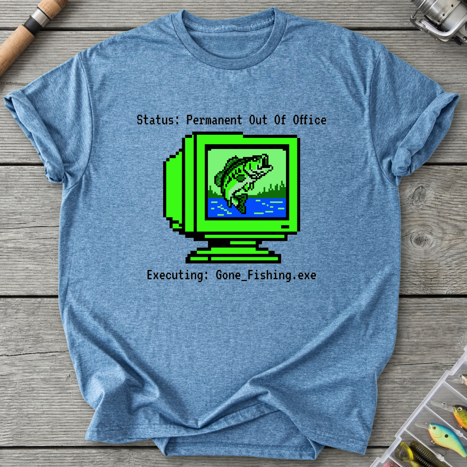 Permanently Fishing T-Shirt in Heather Indigo | River Giants Club
