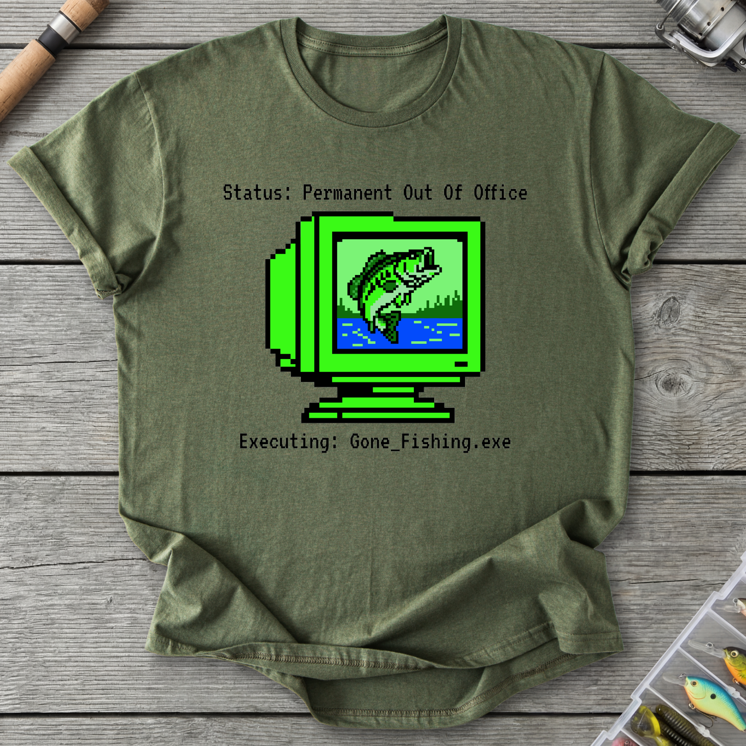 Permanently Fishing T-Shirt in Military Green | River Giants Club