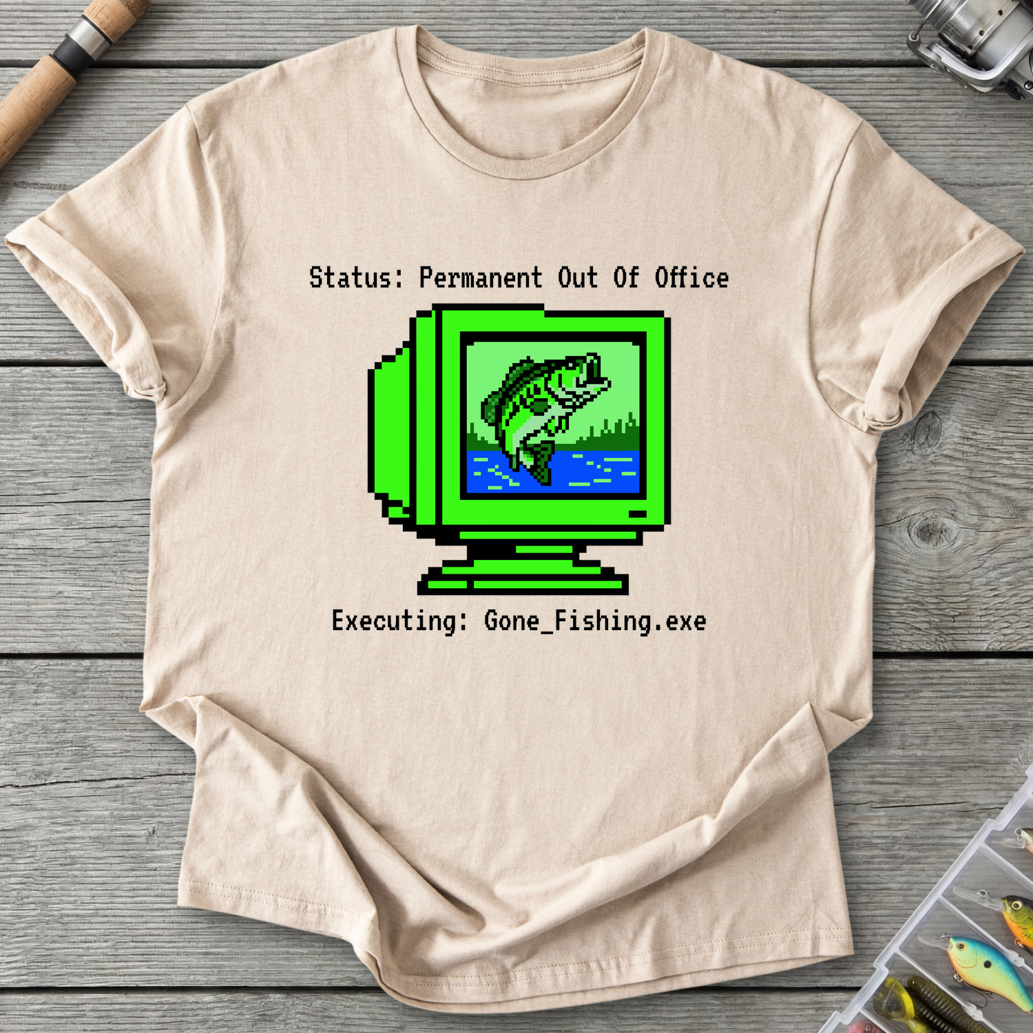 Permanently Fishing T-Shirt in Sand | River Giants Club