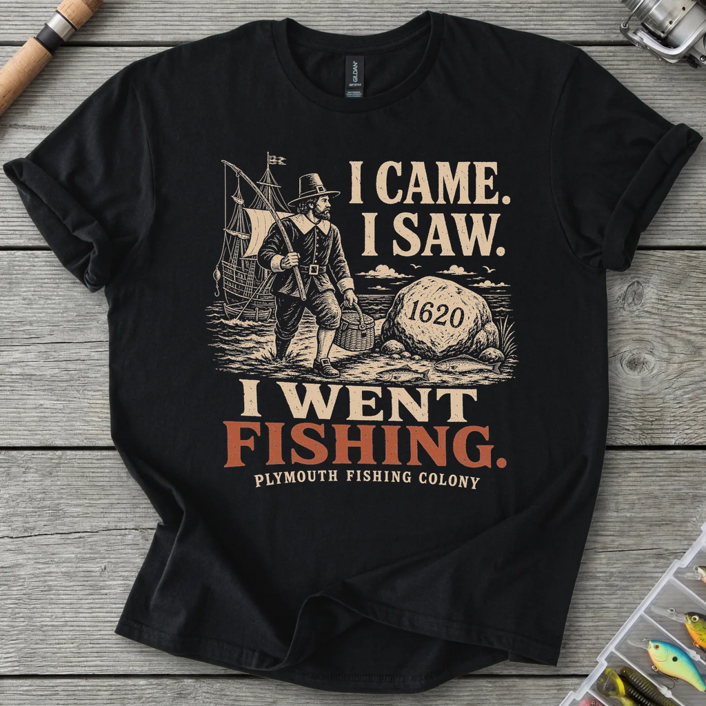Plymouth Fishing Colony T-Shirt in Black | River Giants Club