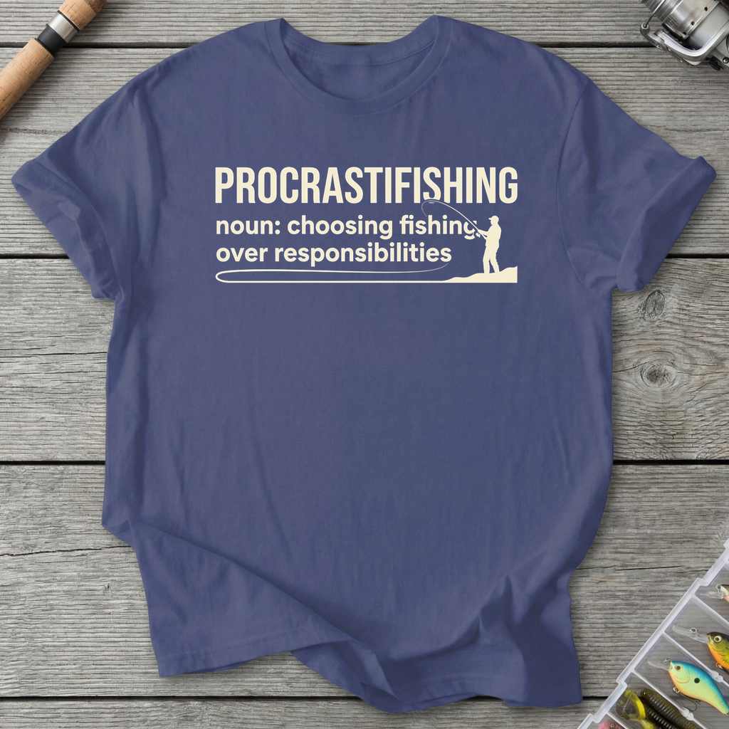 Procrastifishing Funny Fishing Shirt T-Shirt in Metro Blue | River Giants Club