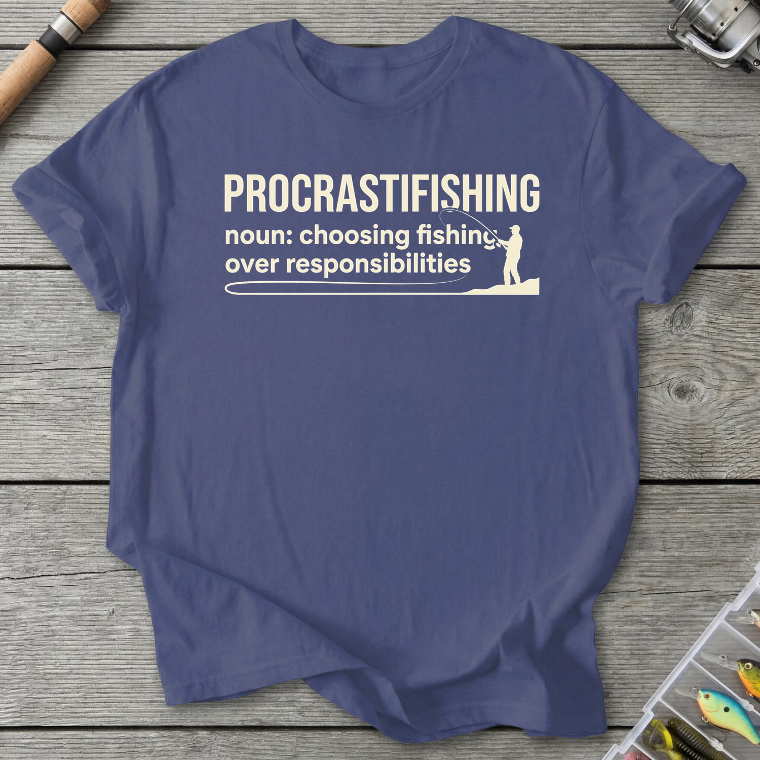 Procrastifishing Funny Fishing Shirt T-Shirt in Metro Blue | River Giants Club
