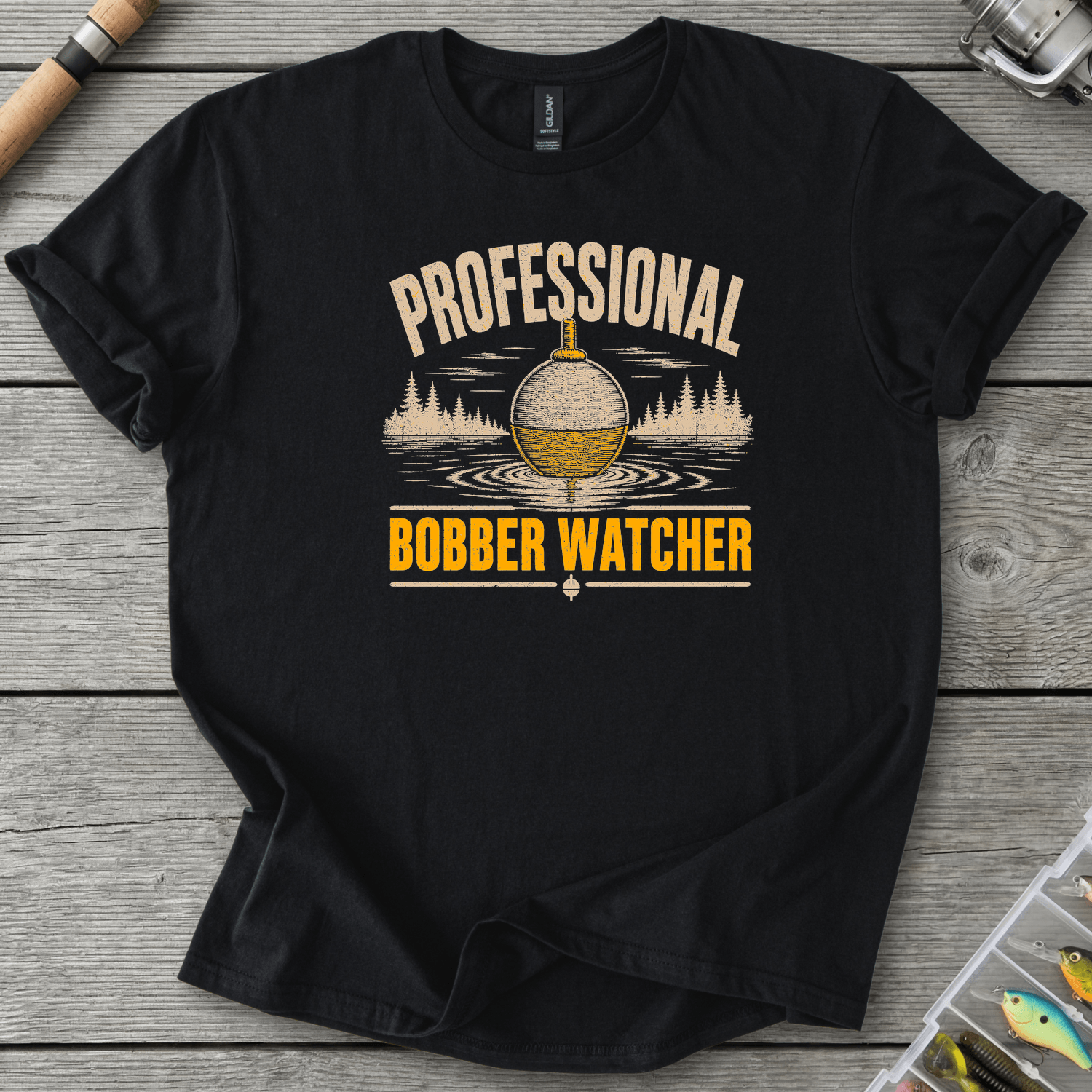 Professional Bobber Watcher T-Shirt in Black | River Giants Club
