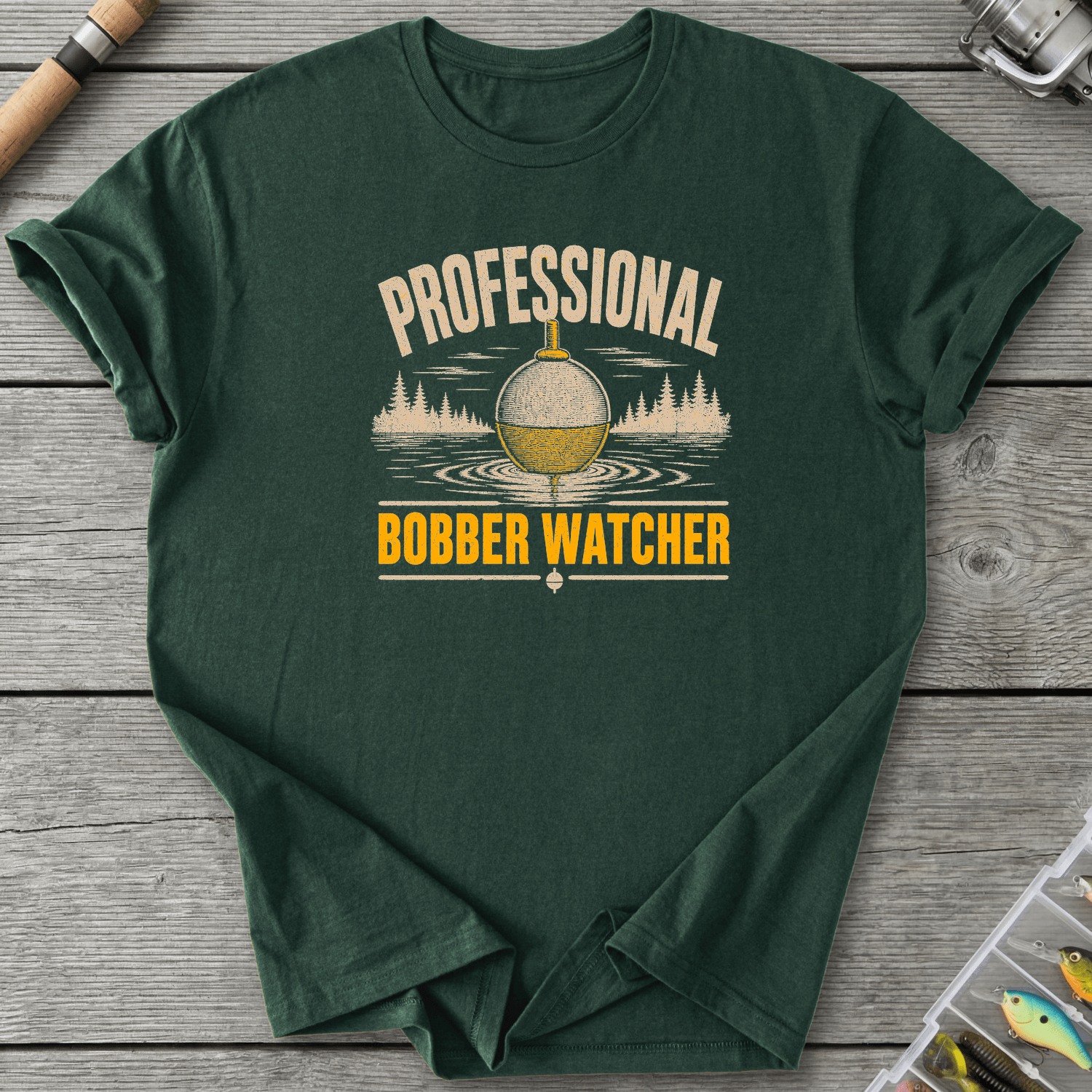 Professional Bobber Watcher T-Shirt in Forest Green | River Giants Club
