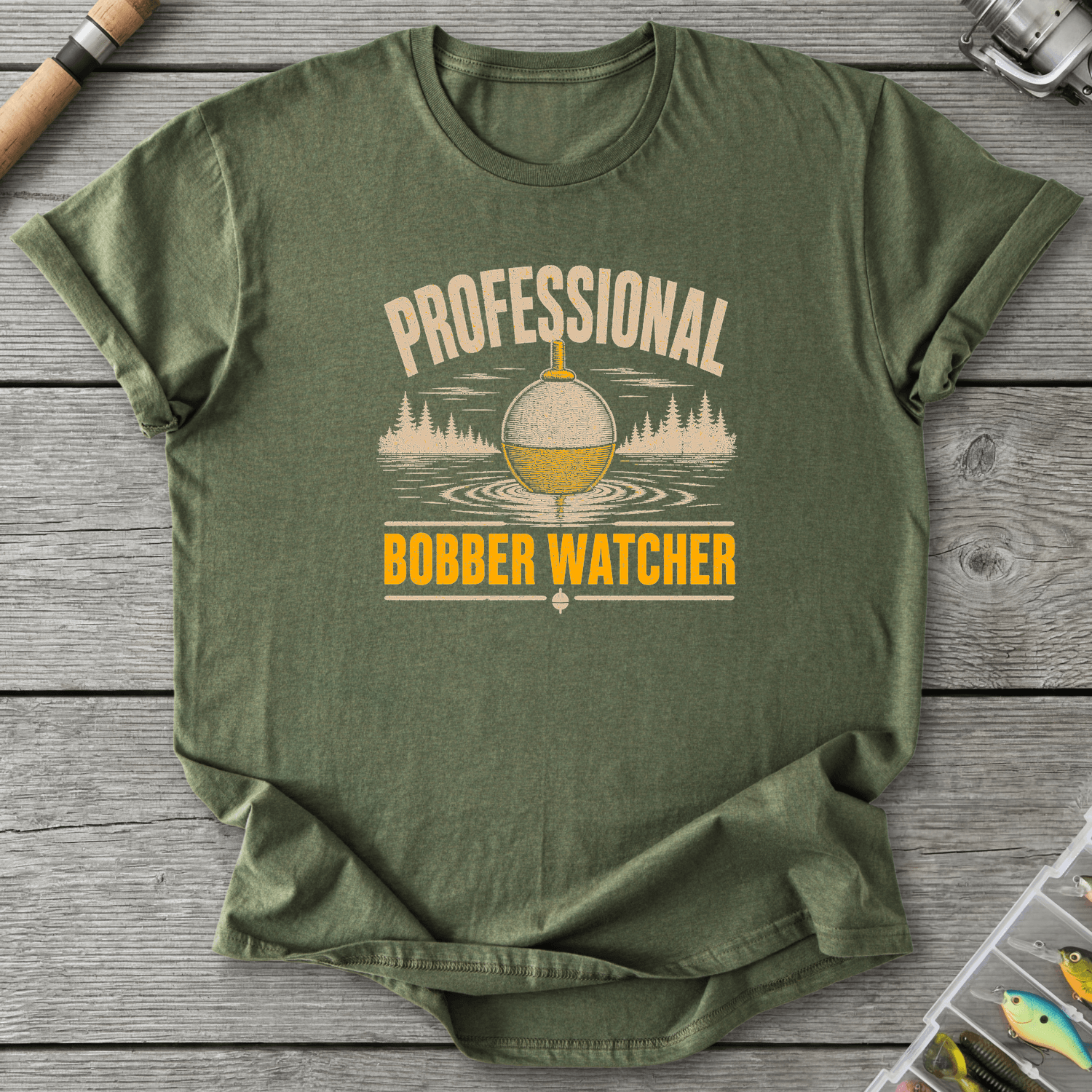 Professional Bobber Watcher T-Shirt in Military Green | River Giants Club