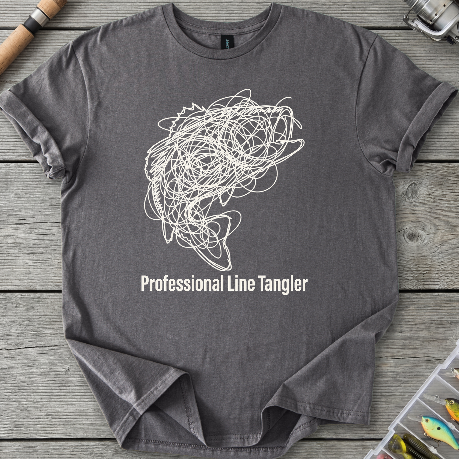 Professional Line Tangler Bass Shirt T-Shirt in Charcoal | River Giants Club