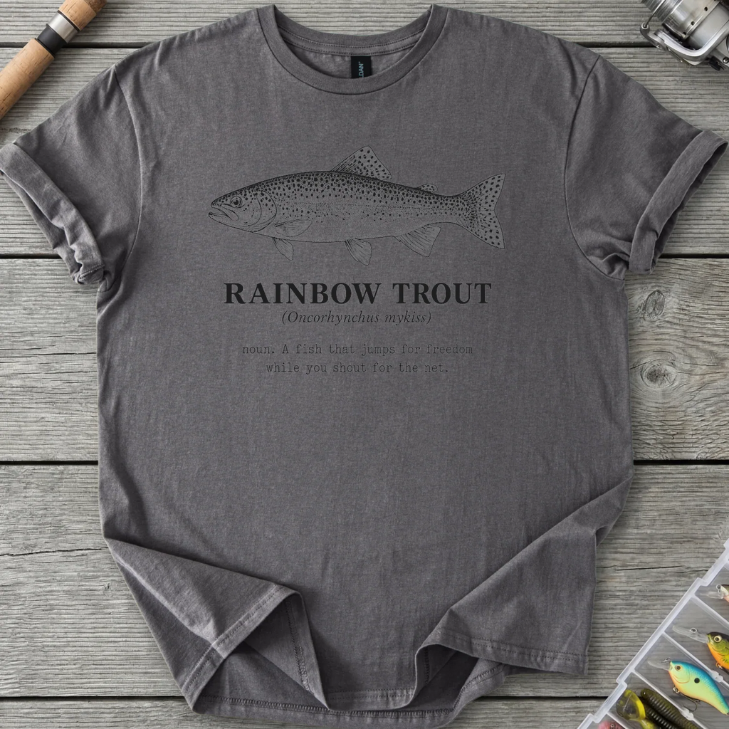 RAINBOW TROUT Definition T-Shirt in Charcoal | River Giants Club