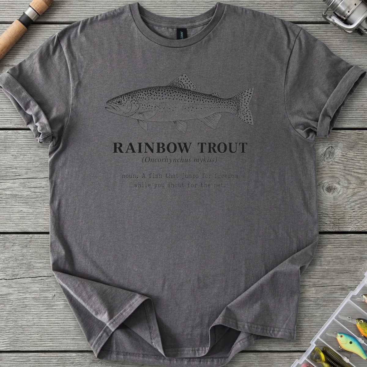 RAINBOW TROUT Definition T-Shirt in Charcoal | River Giants Club