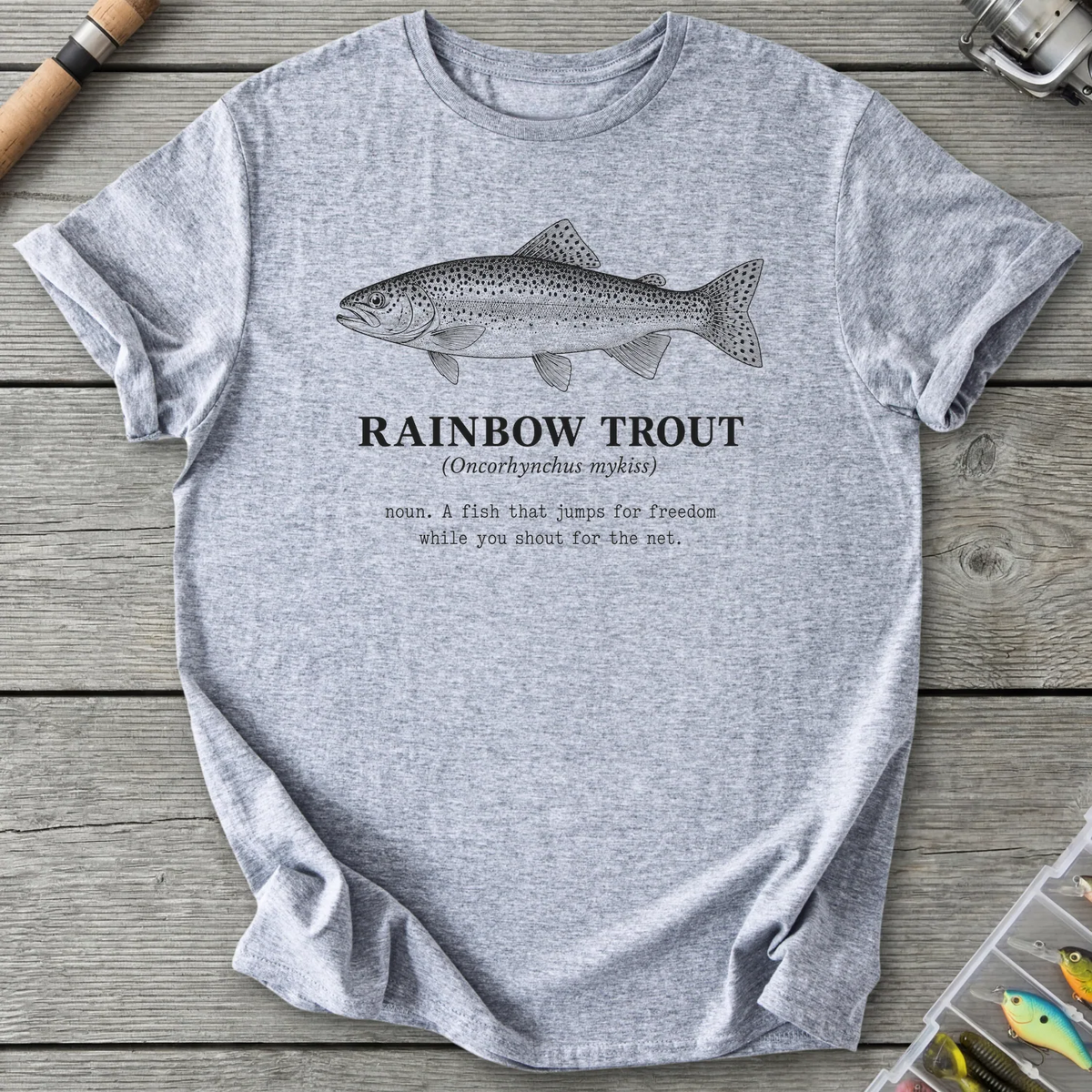 RAINBOW TROUT Definition T-Shirt in Sport Grey | River Giants Club