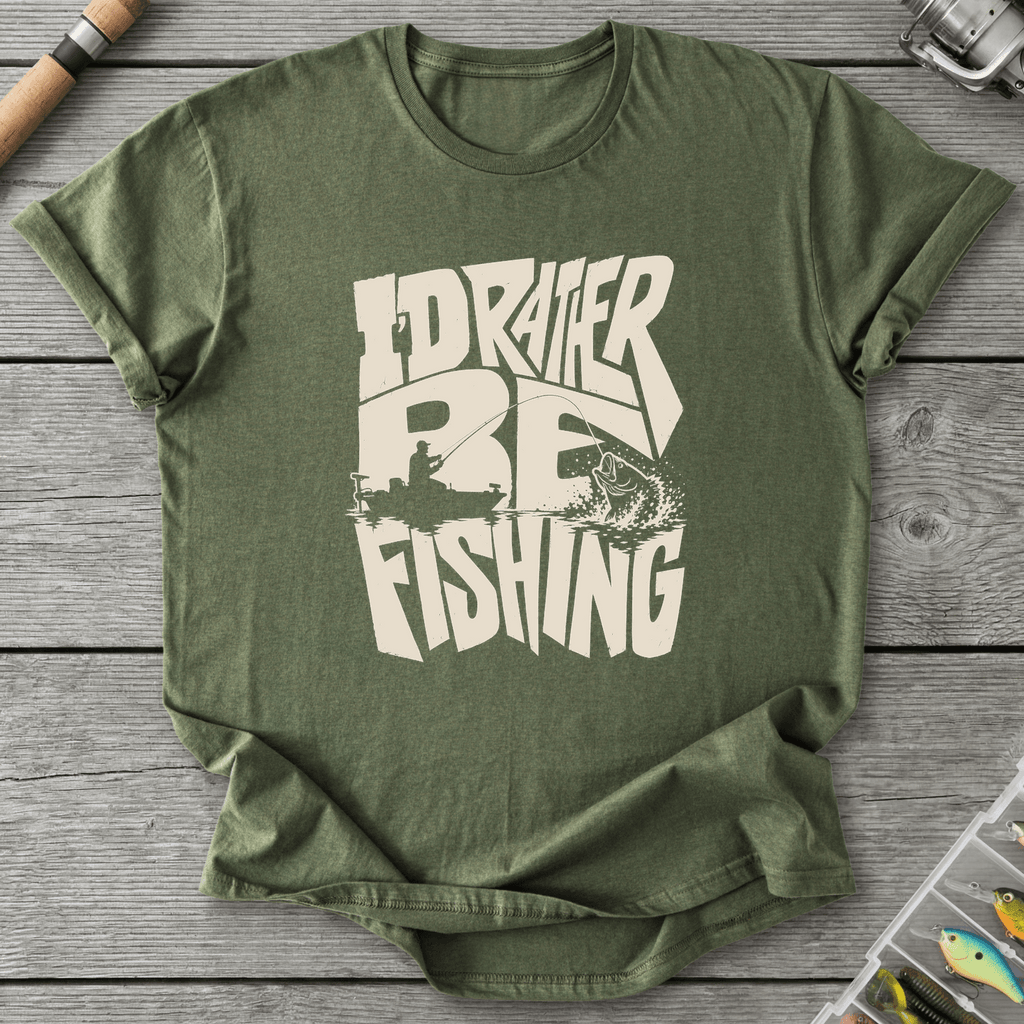 Rather Be Fishing Dark T-Shirt in Military Green | River Giants Club