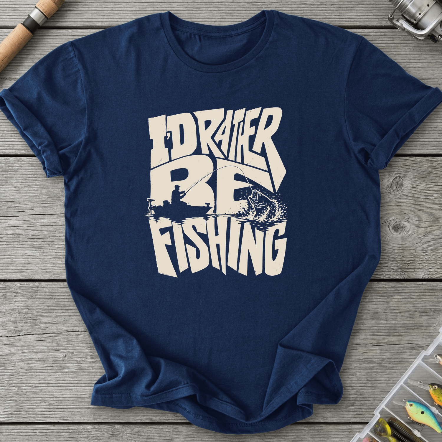 Rather Be Fishing Dark T-Shirt in Navy | River Giants Club