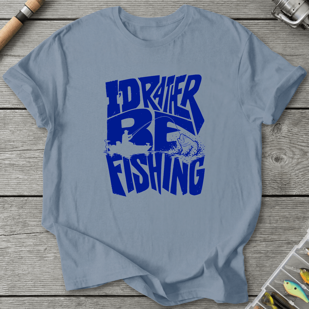 Rather Be Fishing Dark T-Shirt in Stone Blue | River Giants Club