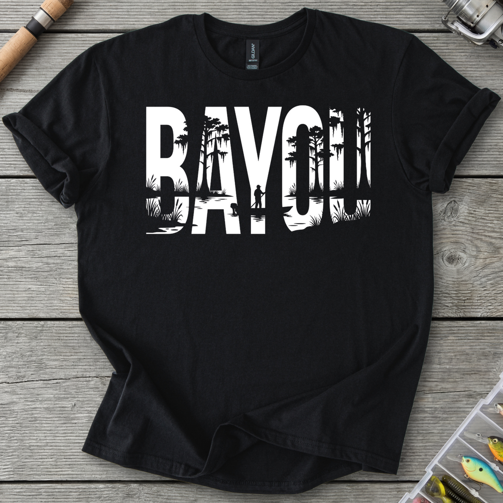 Raven Swamp Fishing Silhouette T-Shirt in Black | River Giants Club