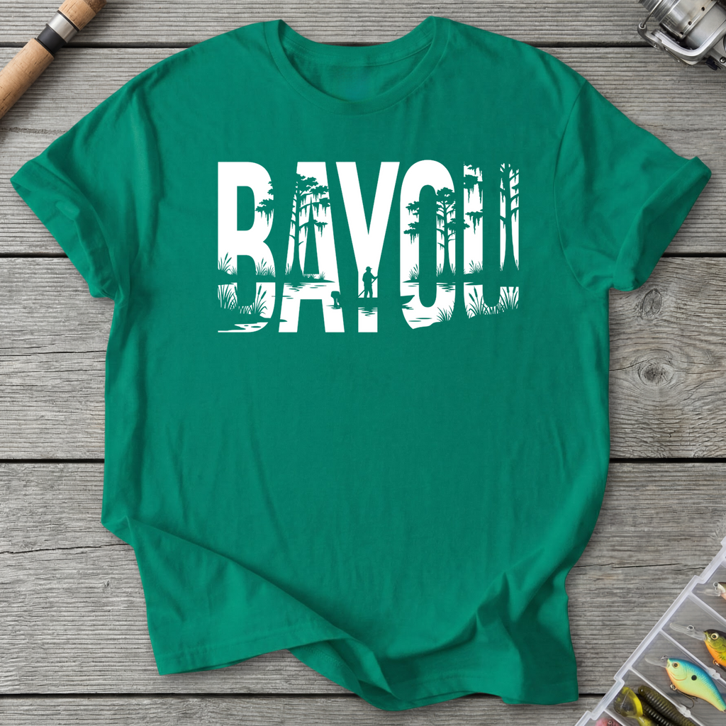 Raven Swamp Fishing Silhouette T-Shirt in Kelly Green | River Giants Club
