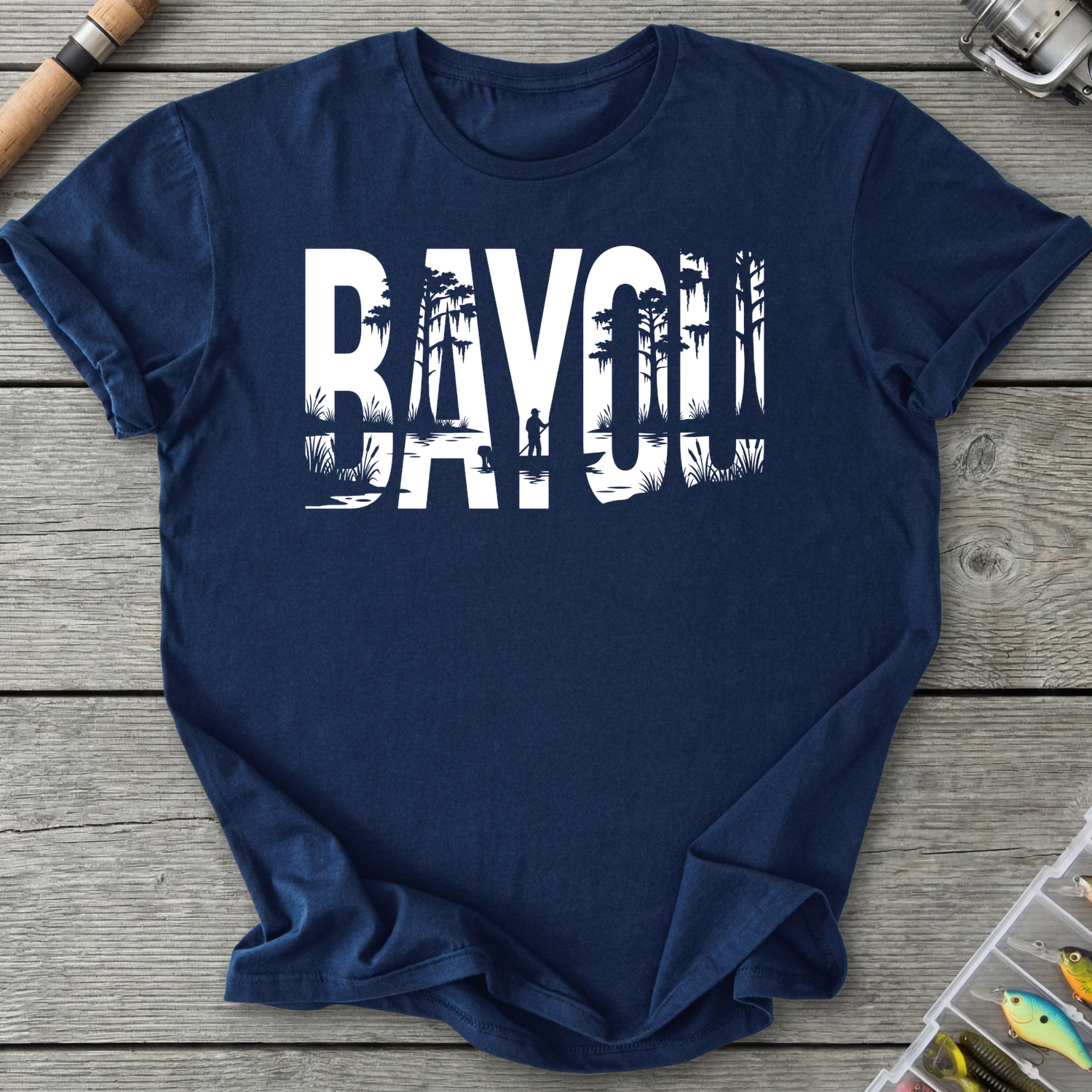 Raven Swamp Fishing Silhouette T-Shirt in Navy | River Giants Club