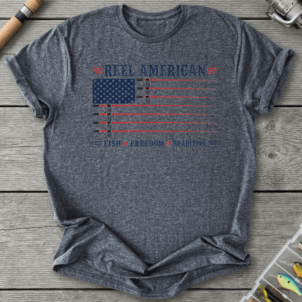 Reel American Fish Freedom Tradition T-Shirt in Dark Heather | River Giants Club