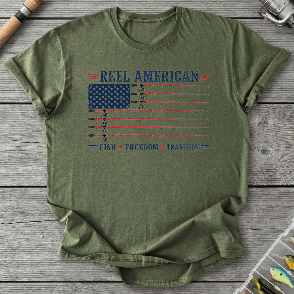 Reel American Fish Freedom Tradition T-Shirt in Military Green | River Giants Club