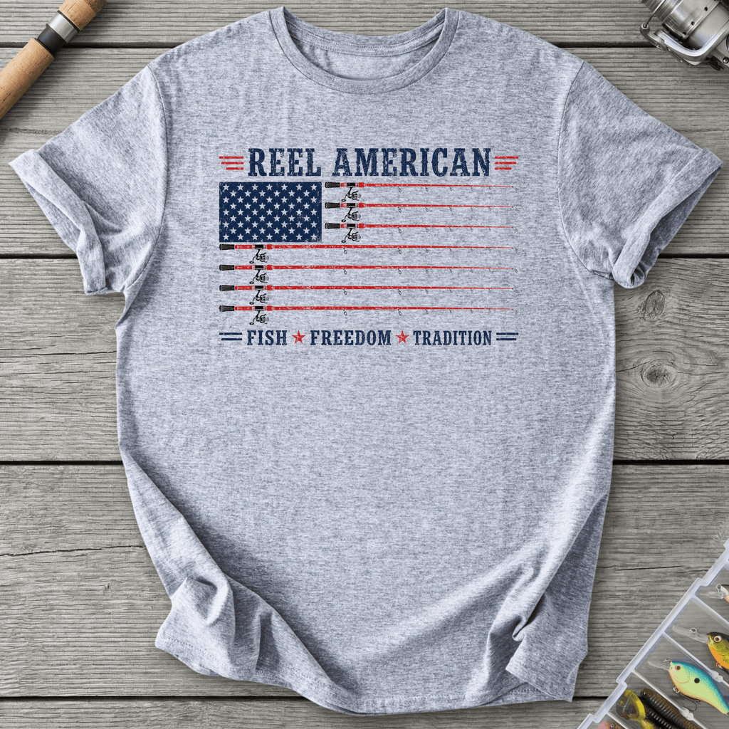 Reel American Fish Freedom Tradition T-Shirt in Sport Grey | River Giants Club