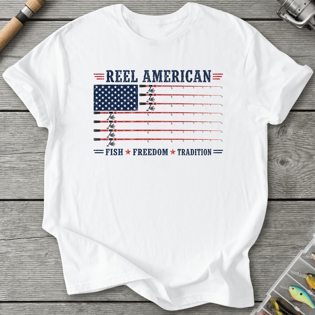 Reel American Fish Freedom Tradition T-Shirt in White | River Giants Club