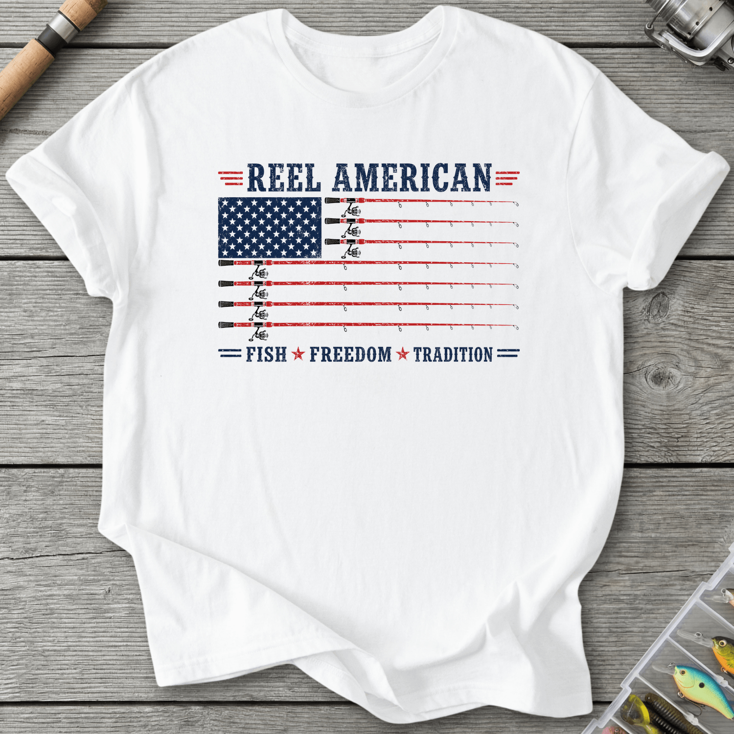 Reel American Fish Freedom Tradition T-Shirt in White | River Giants Club