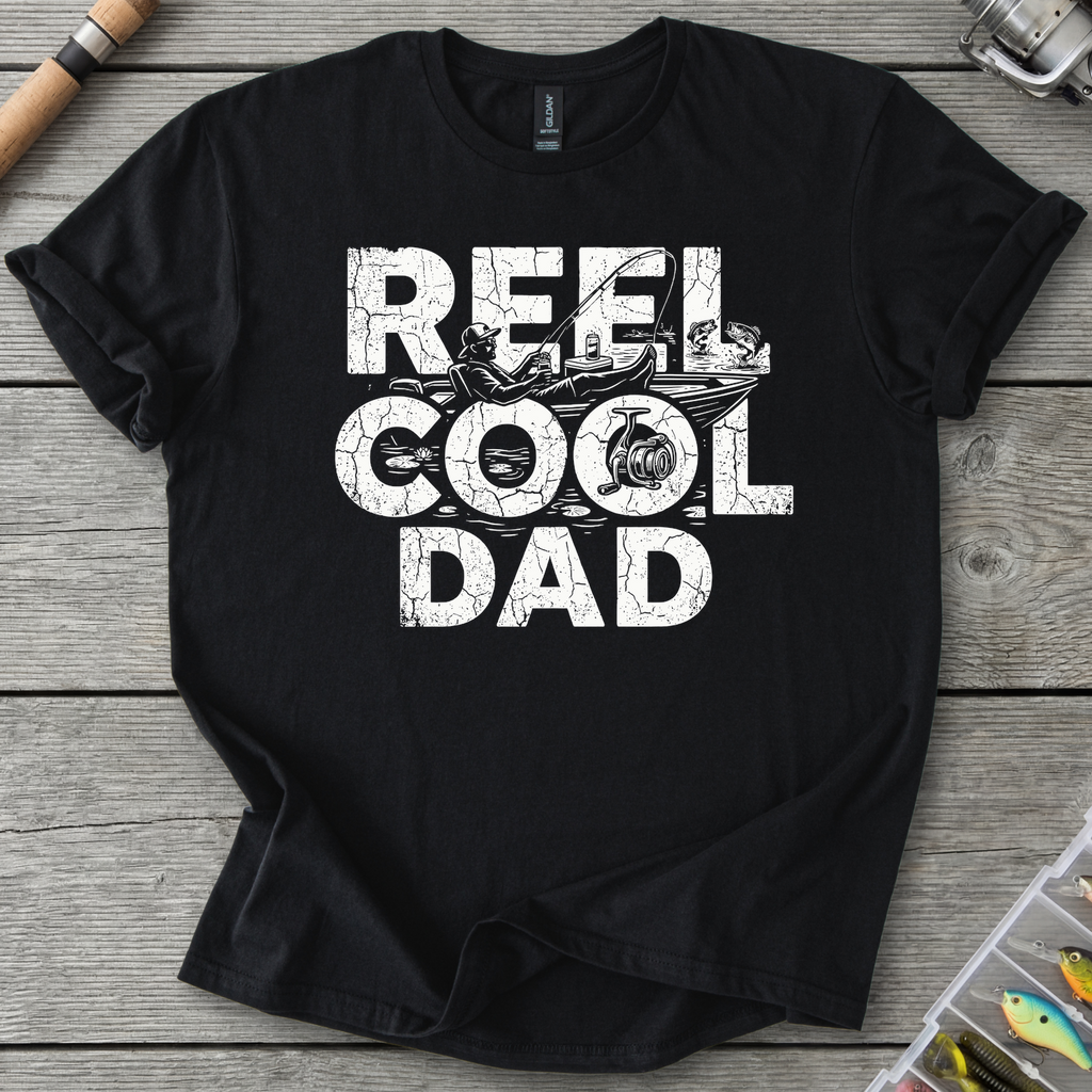 Reel Cool Dad Fishing T-Shirt in Black | River Giants Club